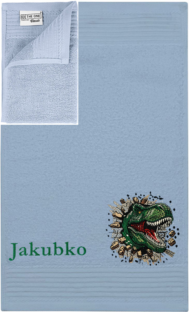 Personalizovateľný vyšívaný motív detský uterák, výšivka DINO REX